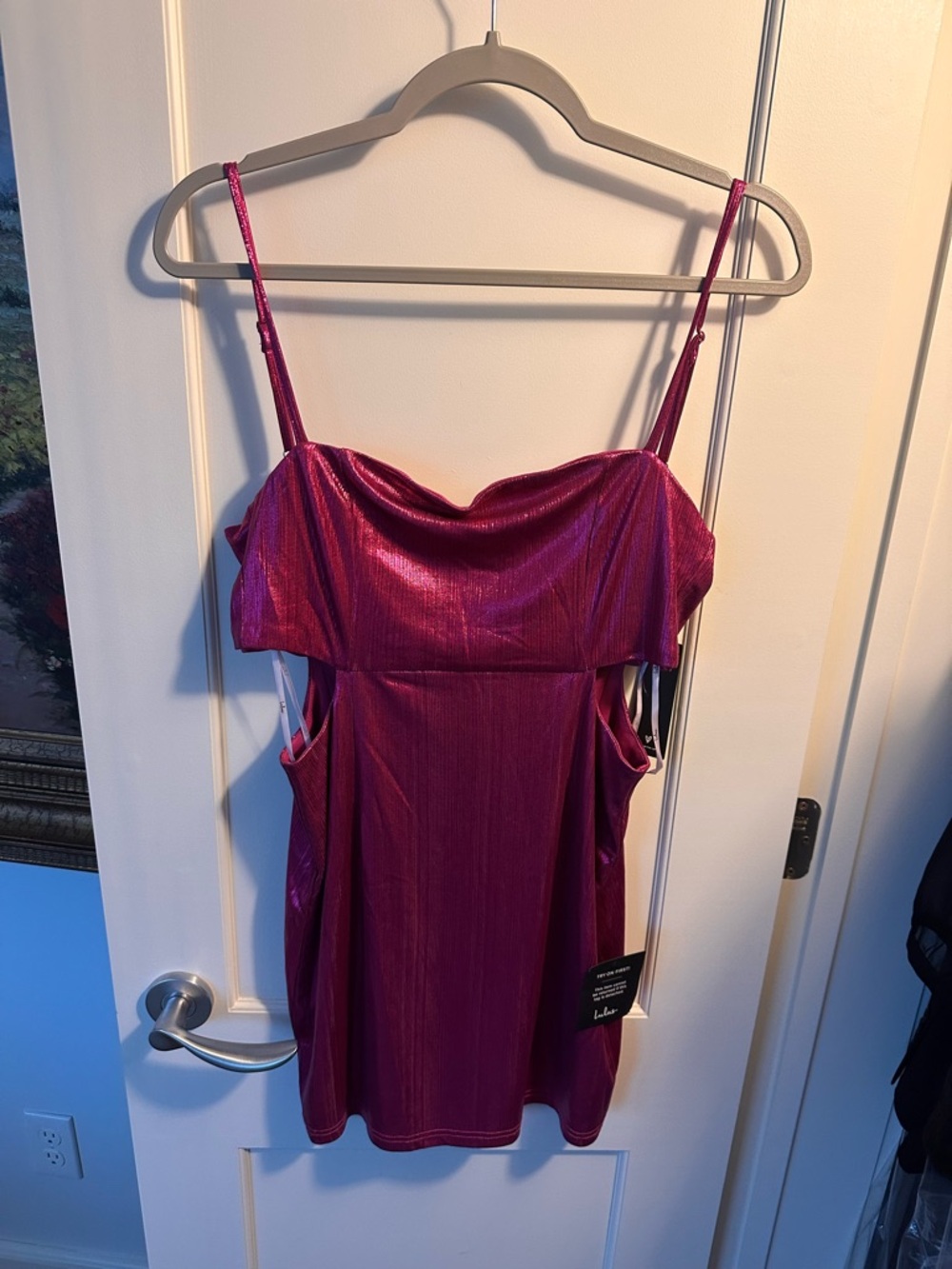 Lulu's Metallic Fuchsia Mini Dress